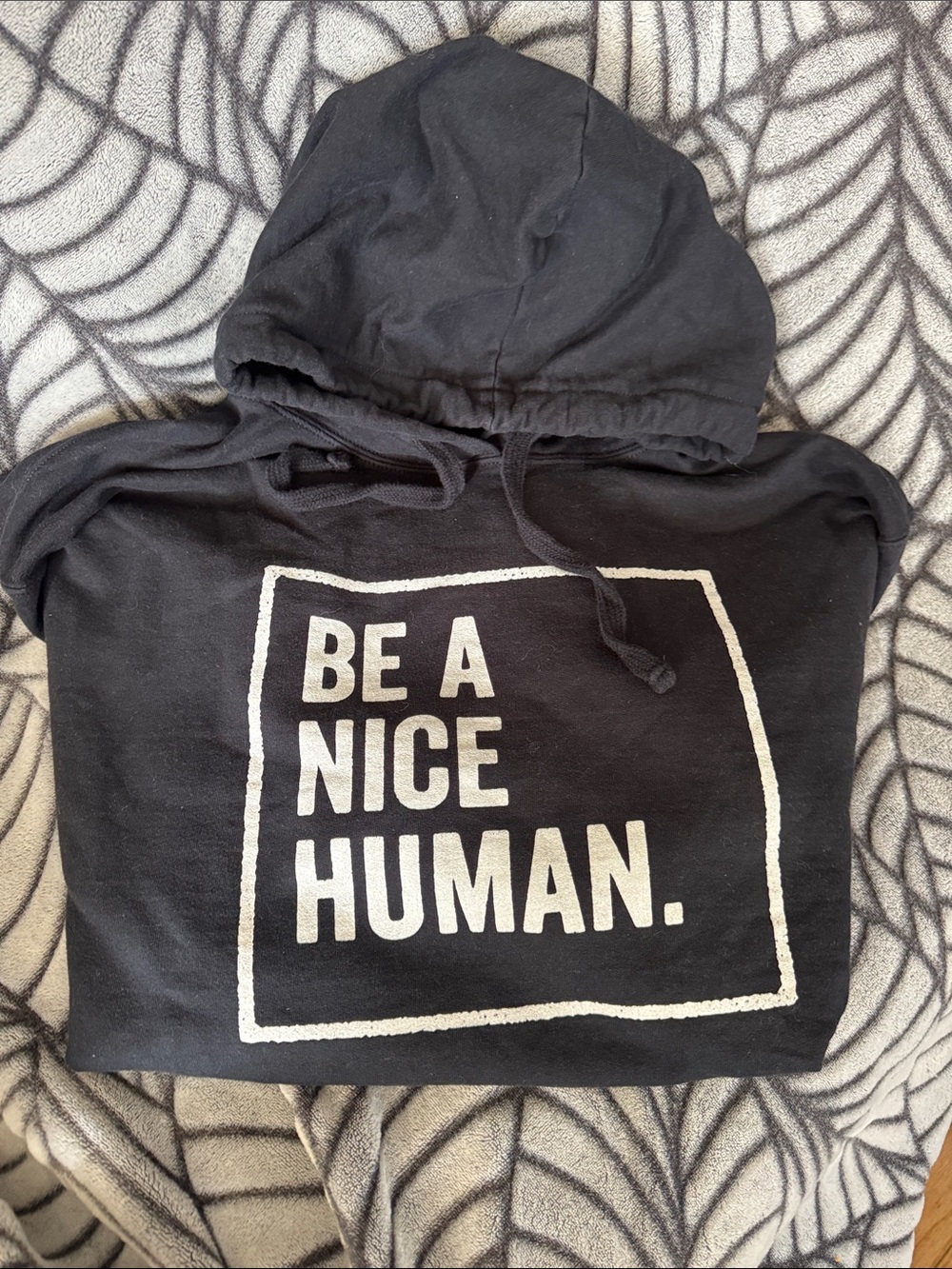 “Be A Nice Human” Black Graphic Hoodie - Size Men’s XL